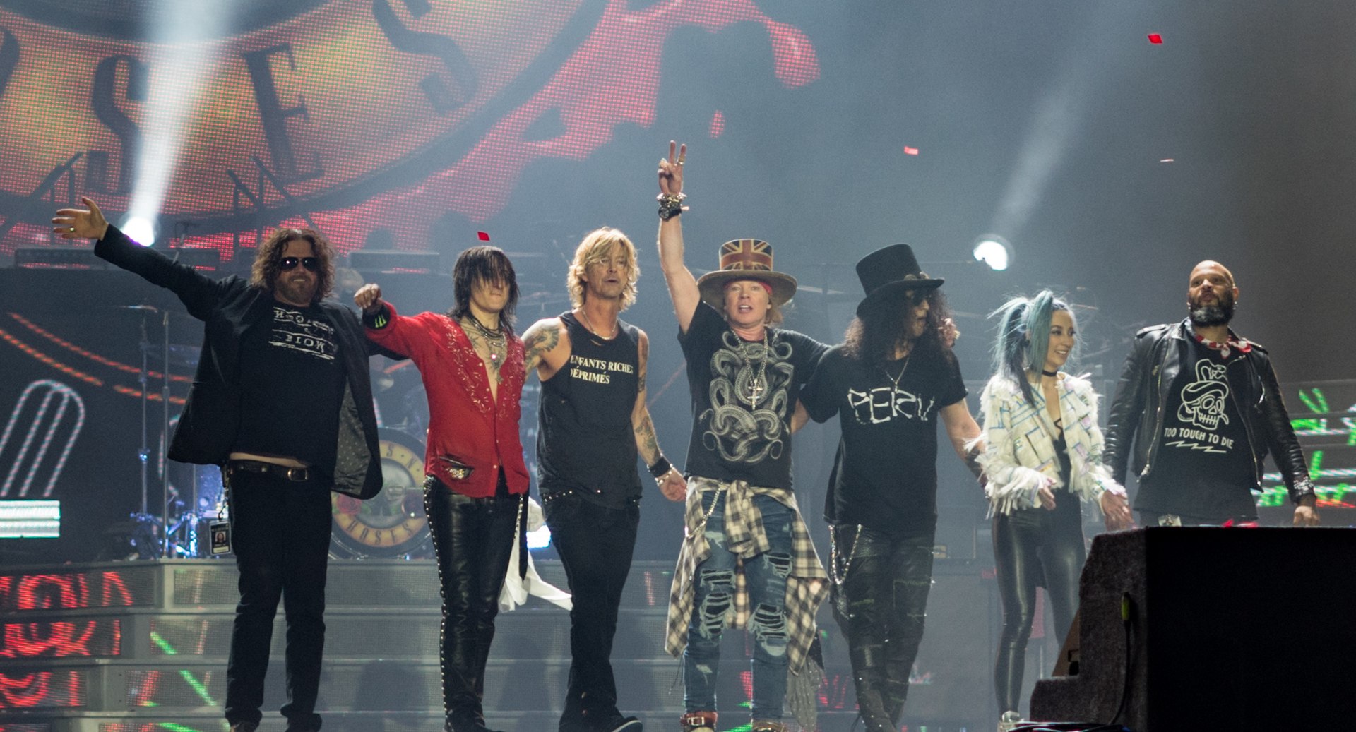 Guns N' Roses foto free creative commons tratta da: https://commons.wikimedia.org/wiki/File:GNR_London_Stadium_2017_3_(cropped).jpg
